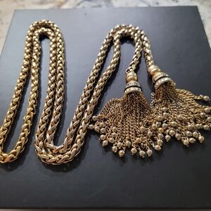 Pierre Balmain PARIS Vintage Very Rare 70-80s Gold-Tone Tassel Necklace